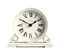 Jones Clocks® Saloon mantel clock | Small traditional double scroll design | Pale cream | Roman numerals | Classic style for desk, table, shelf or bedside
