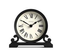Jones Clocks® Saloon mantel clock | Traditional double scroll design | Black | Roman numerals | Classic style for desk, table, shelf or bedside