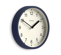 Jones Clocks® Spin wall clock | Small modern round clock | 20cm | Dark blue | Easy to read numbers | Ideal for kitchen, office, children’s room or any small space