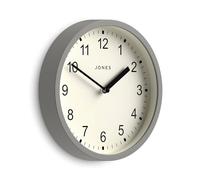 Jones Clocks® Spin wall clock | Small modern round clock | 20cm | Grey | Easy to read numbers | Ideal for kitchen, office, children’s room or any small space