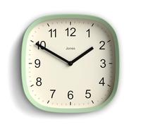 Jones Clocks® Sprite wall clock | Modern retro rounded square clock | 25cm | Neo mint green | Easy to read numbers | Perfect for kitchen or office