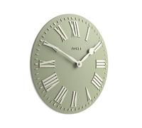 Jones Clocks® Strand wall clock | Modern classic convex clock | 30cm | Pale green | Roman numerals | Ideal for the kitchen, living room, office or bedroom