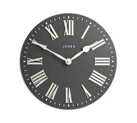 Jones Clocks® Strand wall clock | Modern convex clock | 30cm | Dark grey | Roman numerals | Ideal for the kitchen, living room, office or bedroom