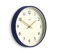 Jones Clocks® Studio clock | Modern round wall clock | 30cm | Dark navy blue | Easy to read numbers | Versatile design for kitchen, living room or office