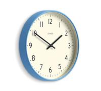 Jones Clocks® Studio clock | Modern round wall clock | 30cm | Mid blue | Easy to read numbers | Versatile design for kitchen, living room or office