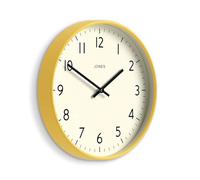 Jones Clocks® Studio clock | Modern round wall clock | 30cm | Yellow | Easy to read numbers | Versatile design for kitchen, living room or office