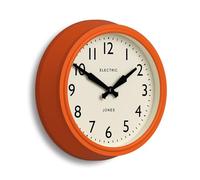 JONES CLOCKS® Telecom wall clock | Round retro clock | 27cm | Orange | Modern take on a vintage classic for kitchen, living room or office