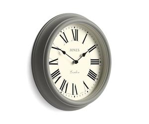 Jones Clocks® Venetian wall clock | Classic round clock | 30cm | Grey | Roman numerals | Traditional design ideal for kitchen, living room or bedroom