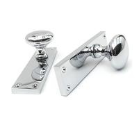 Jones & Grey New York Style Polished Nickel Chrome Silver Door Handles Knobs on Back Plate