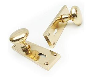 Jones & Grey New York Style Solid Brass Round Door Handles Knobs on Back Plate
