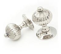 Jones & Grey Regency Reeded Style Polished Nickel Door Handles Knobs