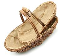 Jones & Grey Set of 2 Brown Wicker Willow Trug Oval Garden Baskets Hessian Lined