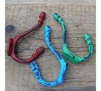 Jones & Grey Set of 3 Vintage Style Multi Coloured Cast Iron Double Wall Hooks