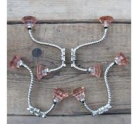 Jones & Grey Set of 4 - Vintage Style Cast Iron Wall Hooks with Pink Glass Ends