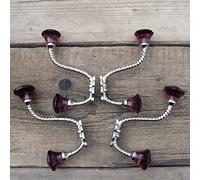 Jones & Grey Set of 4 - Vintage Style Cast Iron Wall Hooks with Purple Glass Ends