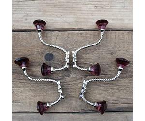 Jones & Grey Set of 4 - Vintage Style Cast Iron Wall Hooks with Purple Glass Ends