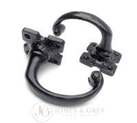 Jones & Grey Vintage Victorian Tudor Style Black Lever Latch Door Handles on Square Sprung Rose Backplate