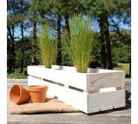 Jones & Grey White Vintage Fruit Crate Style Narrow Garden Trough Planters Boxes (Large)