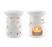 Jones Home and Gift Dragonfly Oil Burner-White Glazed, Ceramic, Multi-Colour, 10 x 10 x 11 cm