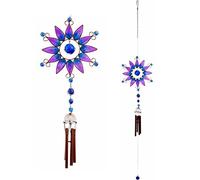 Jones Home and Gift Windchime Colourful Hand Crafted Purple Spray Wind Chime With Glass Bead Detail