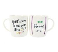 Jones Home & Gift Engagement Gift "She Said Yes" Engagement Mugs Set of Two Boxed