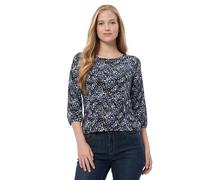 Jones New York Printed Moss Crepe Crewneck with 3Q Puff, Blue Horizon Multi