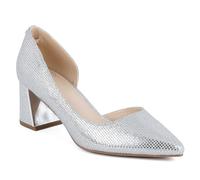 Jones New York Women’s Block Heel Pumps - Pointed Toe Slip-On Dress Shoes for Office, Party, and Formal Wear, Silver Pearl-candor, 4.5 UK
