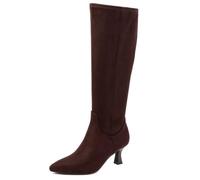 Jones New York Women’s Mid-Calf Boots with Stretch Microsuede Upper, Inside Zipper, Foam-Cushioned Insole, and Stacked Heel - Sonton, Dark Brown, 5 UK