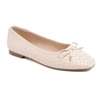 Jones New York Women’s Samera Woven Ballet Flats - Comfortable Square Toe Slip On Dress Shoes with Bow Accent and Memory Foam Insole for Work, Office, or Casual Wear, Bone, 4.5 UK