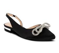 Jones New York Women’s Slingback Flats - Classic Pointed Toe Dress Shoes with Back Straps and Low Heel, Black Satin-bow, 7 UK