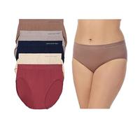 Jones New York Womens High-Cut Brief Panties - Breathable, Seamless Stretch Comfort - Full Coverage Underwear, 5-pack, Maroon/Natural/Navy/Zinc/Java, M