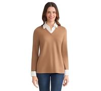 Jones New York Women's Long Sleeve Knit Shirt with Poplin Cuffs and Collar, Animal/Ivory, M