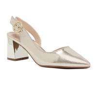 Jones New York Women's Patent Slingback Heeled Sandals | Block Heel Dress Shoes with Buckle | Open-Toe/Closed-Toe Elegant & Comfortable Footwear for Formal Events, Parties & Weddings, Gold