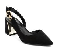 Jones New York Women's Patent Slingback Heeled Sandals | Block Heel Dress Shoes with Buckle | Open-Toe/Closed-Toe Elegant & Comfortable Footwear for Formal Events, Parties & Weddings, Black Bb-candree