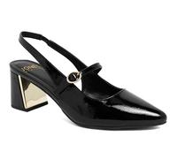 Jones New York Women's Pointed Toe Mary Jane Mid Block Heel Metallic Detail Adjustable Buckle Strap Business Casual Professional Office Dress Slingback Pumps