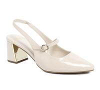 Jones New York Women's Pointed Toe Mary Jane Mid Block Heel Metallic Detail Adjustable Buckle Strap Business Casual Professional Office Dress Slingback Pumps