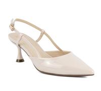 Jones New York Women's Pointed Toe Slingback Kitten Heels, Comfortable Dress Pumps with Adjustable Buckle, Elegant Low Heel Shoes for Wedding, Evening, or Office, Bone Smooth, 7 UK