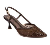 Jones New York Women's Pointed Toe Slingback Kitten Heels, Comfortable Dress Pumps with Adjustable Buckle, Elegant Low Heel Shoes for Wedding, Evening, or Office, Bronze-embellished, 8 UK