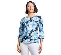 Jones New York Women's Printed Moss Crepe Crewneck with 3Q Puff, Jones Black Multi