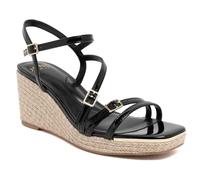 Jones New York Women's Strappy Espadrille Wedge Sandals - Comfortable Platform Summer High Heels with Adjustable Ankle Strap and Jute Wrapped Sole - Harisyn, Black-harisyn, 7.5 UK