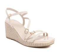 Jones New York Women's Strappy Espadrille Wedge Sandals - Comfortable Platform Summer High Heels with Adjustable Ankle Strap and Jute Wrapped Sole - Harisyn, Bone-harisyn, 8 UK