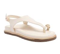 Jones New York Women's Thong Sandal, T-Strap Slingback Flat with Gold Trim Accent and Quilted Comfort Insole, Bone Smooth, 5.5 UK
