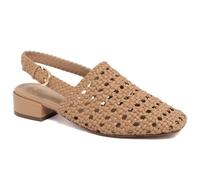 Jones New York Women's Woven Slingback Sandals Square Toe Low Block Heel Flats Adjustable Buckle Strap Casual Dressy Shoes - Mateson, Natural, 3 UK