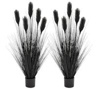 JonesHouseDeco 2 Pcs 150cm Artifical Tall Black Feather Grasses Large Feather Simulation Plant Faux Grass Plant Indoor Outdoor Decorative Flowers & Plants, Housewarming Gift D458D01