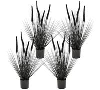 JonesHouseDeco 2ft (4Pack) Black Horsetail Reed Grass, 23.62in Tall Artificial Grass Plant, Faux Fake Plants Indoor Home Decorative Artificial Plants & Flowers in Pot, House Plant Outdoor Gift