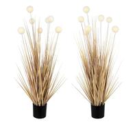 JonesHouseDeco 2Pack 3ft Artificial Plastic Pampas Grass With Ball, 35.43in Tall Artificial Dogwood Indoor Outdoor Fake Grass Plant, Easy Care Home Office Wedding Deco Artificial Plants in Pot Faux
