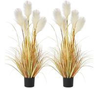 JonesHouseDeco 2Pack 4ft Feather Simulation Plant Grass, 47.2in Tall Artificial Grass House Outdoor, Faux Plants Indoor Home Decorative Artificial Plants & Flowers in Pot Fake Plant Housewarming Gift