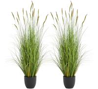 JonesHouseDeco 4ft(2Pack) Artificial Green Asian Foxtail Grass, 47.2in Artificial Indoor Outdoor Fake Grass Plant, Easy Care Home Office Wedding Decorative Artificial Plants in Pot Faux Greenery Gift