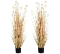 JonesHouseDeco 5ft (2Pack) Artificial Plastic Pampas Grass With Ball, 59in Tall Artificial Dogwood Indoor Outdoor Fake Grass Plant, Easy Care Home Office Wedding Deco Artificial Plants in Pot Faux