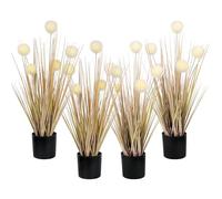 JonesHouseDeco 60cm (4Pack) Artificial Plastic Pampas Grass With Ball, 23.6in Tall Artificial Dogwood Indoor Outdoor Fake Grass Plant, Easy Care Home Office Wedding Deco Artificial Plants in Pot Faux